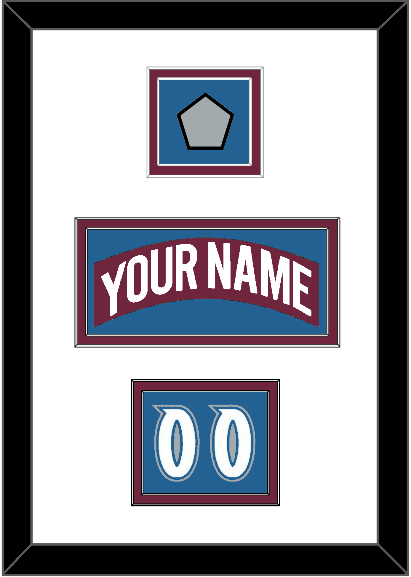 Colorado Nameplate, Number (Shoulder) & Stanley Cup Finals Patch - Road Burgundy (1999-2001) - Signature Tier 3