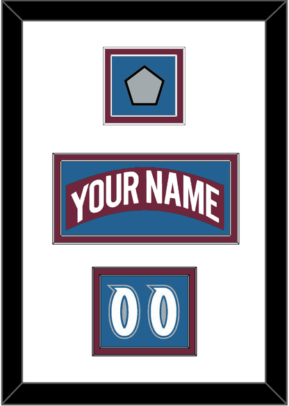 Colorado Nameplate, Number (Shoulder) & Stanley Cup Finals Patch - Road Burgundy (1999-2001) - Signature Tier 3