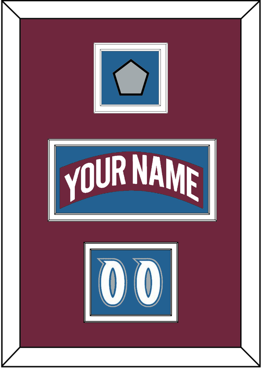 Colorado Nameplate, Number (Shoulder) & Stanley Cup Champions Patch - Road Burgundy (1999-2001) - Signature Tier 2