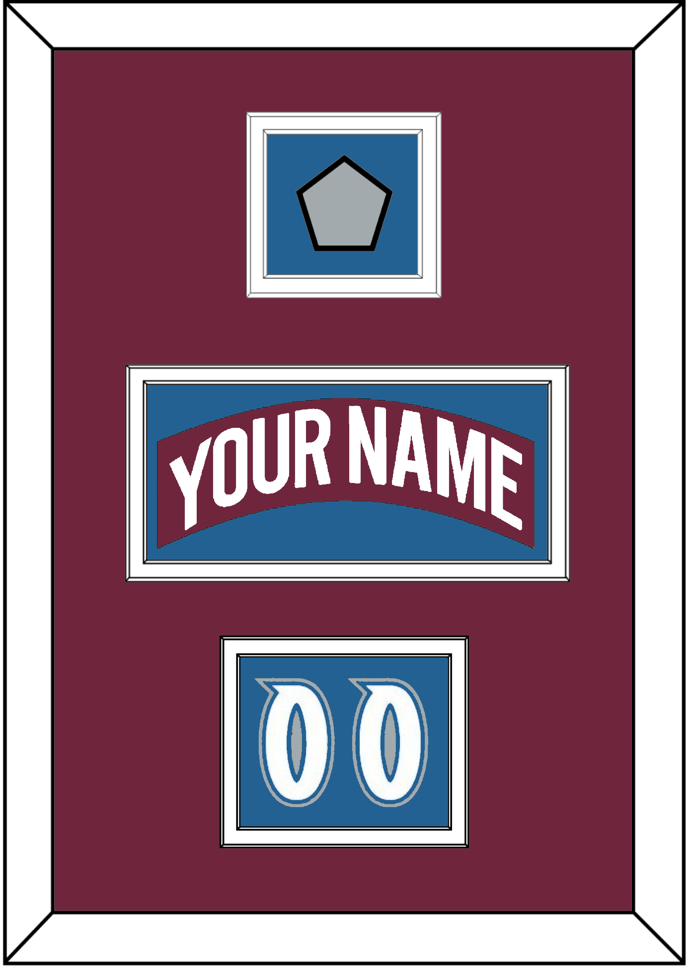 Colorado Nameplate, Number (Shoulder) & Stanley Cup Finals Patch - Road Burgundy (1999-2001) - Signature Tier 4