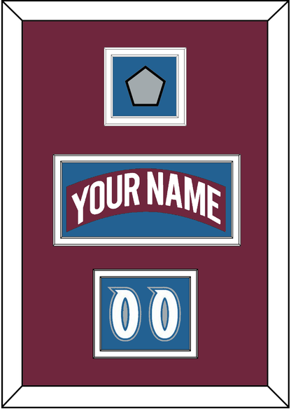 Colorado Nameplate, Number (Shoulder) & Stanley Cup Finals Patch - Road Burgundy (1999-2001) - Signature Tier 4
