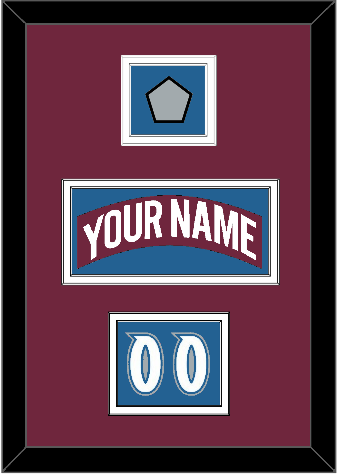 Colorado Nameplate, Number (Shoulder) & Stanley Cup Finals Patch - Road Burgundy (1999-2001) - Signature Tier 4