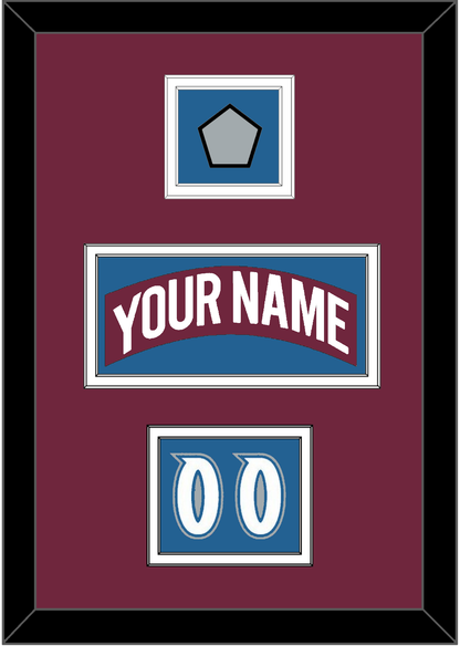 Colorado Nameplate, Number (Shoulder) & Stanley Cup Finals Patch - Road Burgundy (1999-2001) - Signature Tier 4