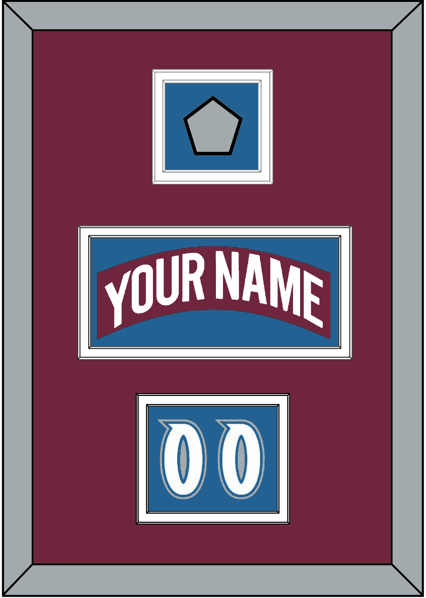 Colorado Nameplate, Number (Shoulder) & Stanley Cup Finals Patch - Road Burgundy (1999-2001) - Signature Tier 4