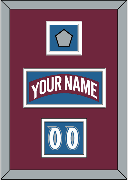 Colorado Nameplate, Number (Shoulder) & Stanley Cup Finals Patch - Road Burgundy (1999-2001) - Signature Tier 4