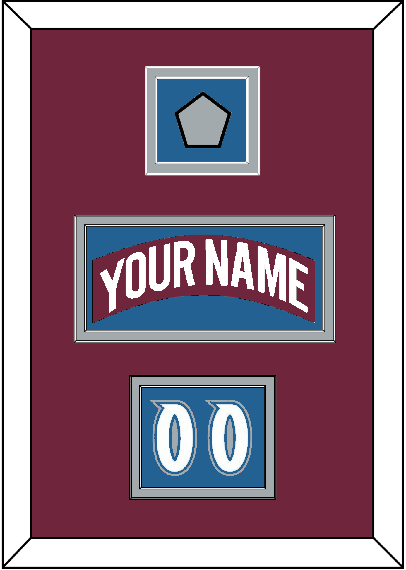 Colorado Nameplate, Number (Shoulder) & Stanley Cup Finals Patch - Road Burgundy (1999-2001) - Signature Tier 5