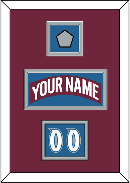 Colorado Nameplate, Number (Shoulder) & Stanley Cup Finals Patch - Road Burgundy (1999-2001) - Signature Tier 5