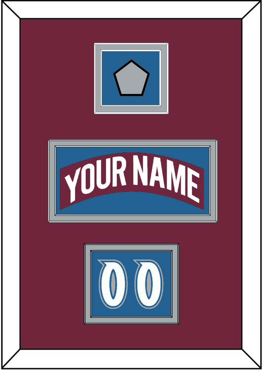 Colorado Nameplate, Number (Shoulder) & Stanley Cup Finals Patch - Road Burgundy (1999-2001) - Signature Tier 5
