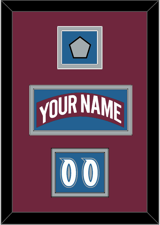 Colorado Nameplate, Number (Shoulder) & Stanley Cup Finals Patch - Road Burgundy (1999-2001) - Signature Tier 5