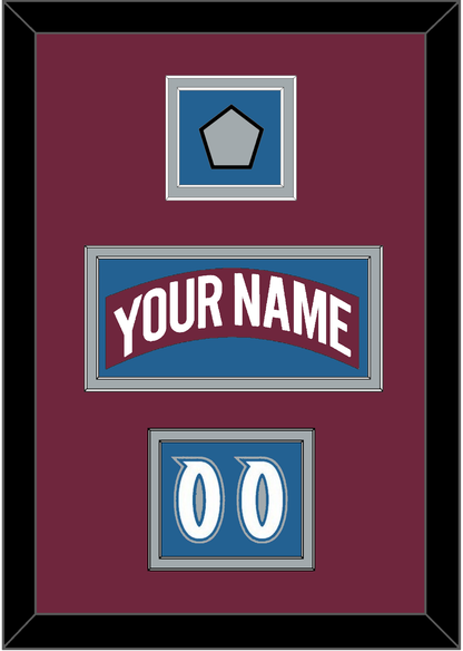 Colorado Nameplate, Number (Shoulder) & Stanley Cup Champions Patch - Road Burgundy (1999-2001) - Signature Tier 3