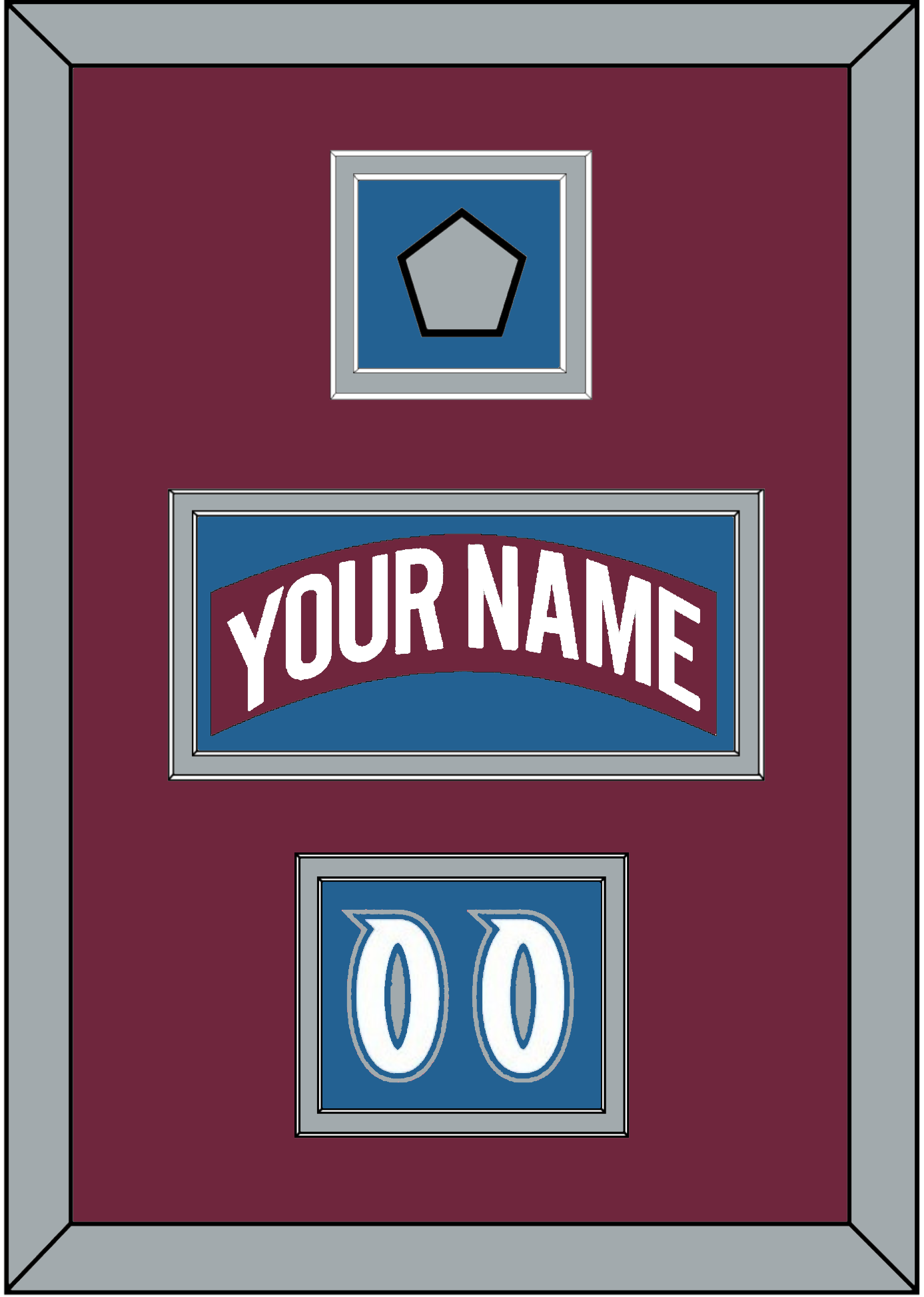 Colorado Nameplate, Number (Shoulder) & Stanley Cup Champions Patch - Road Burgundy (1999-2001) - Signature Tier 3