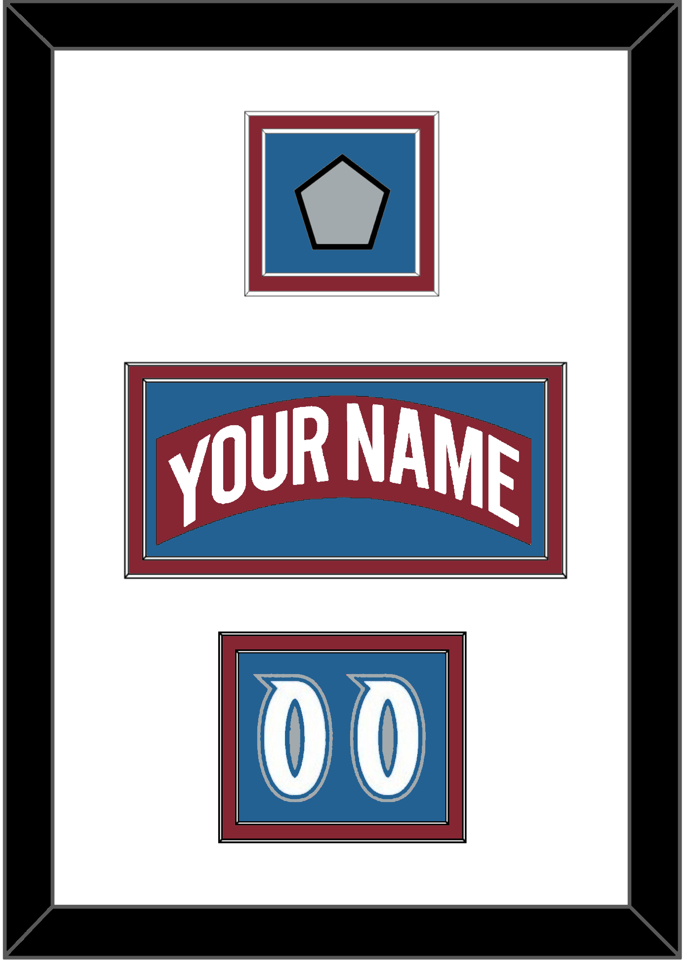 Colorado Nameplate, Number (Shoulder) & Stanley Cup Finals Patch - Road Burgundy (1995-1996) - Signature Tier 3