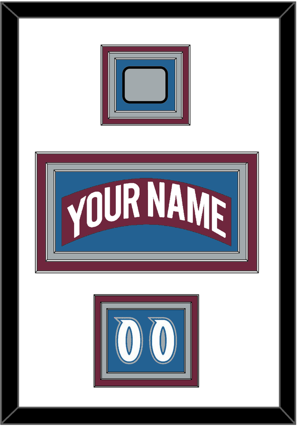 Colorado Nameplate, Number (Shoulder) & Stanley Cup Finals Patch - Road Burgundy (1999-2001) - Triple Mat 4