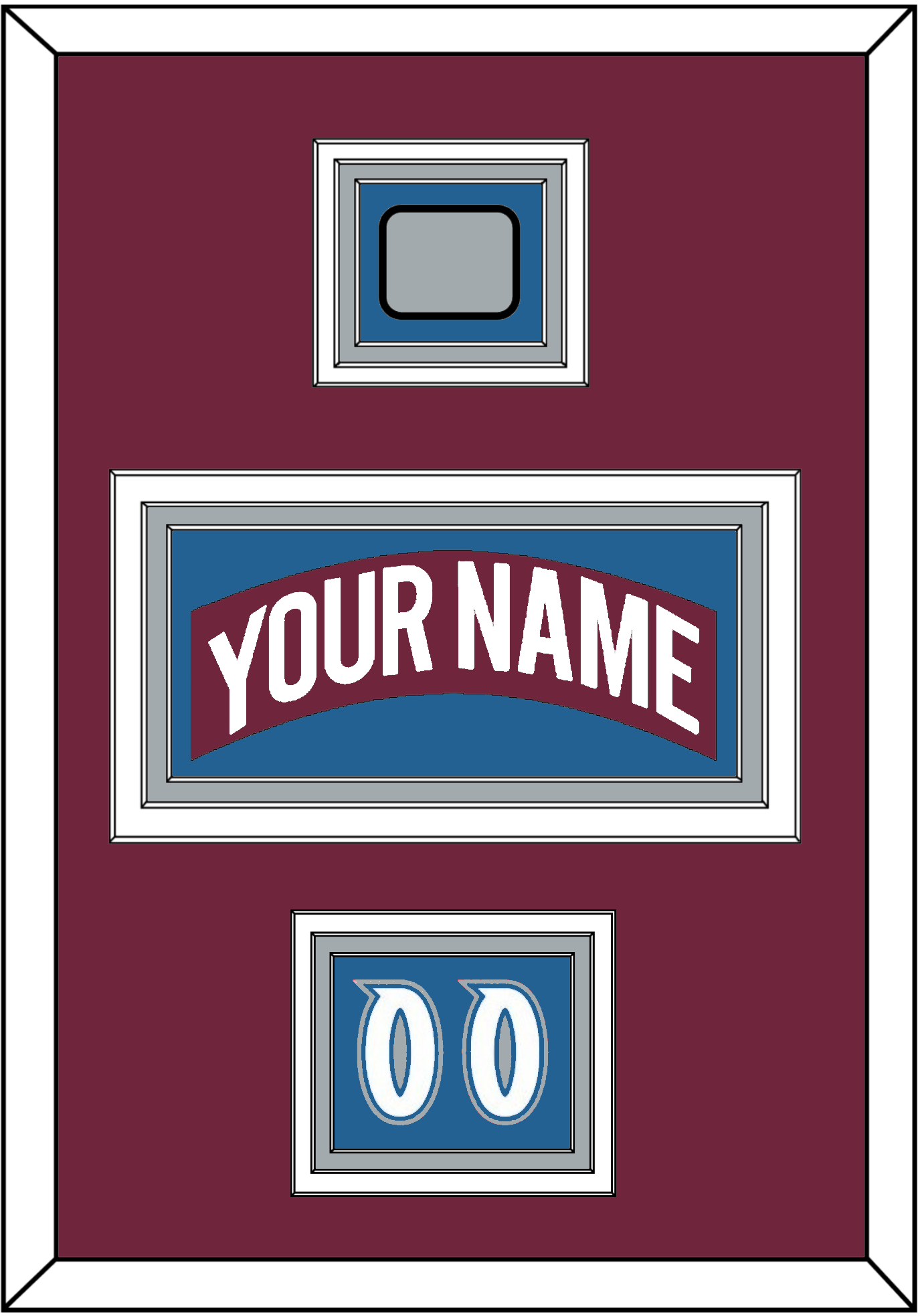 Colorado Nameplate, Number (Shoulder) & Stanley Cup Champions Patch - Road Burgundy (1999-2001) - Premier Tier 2