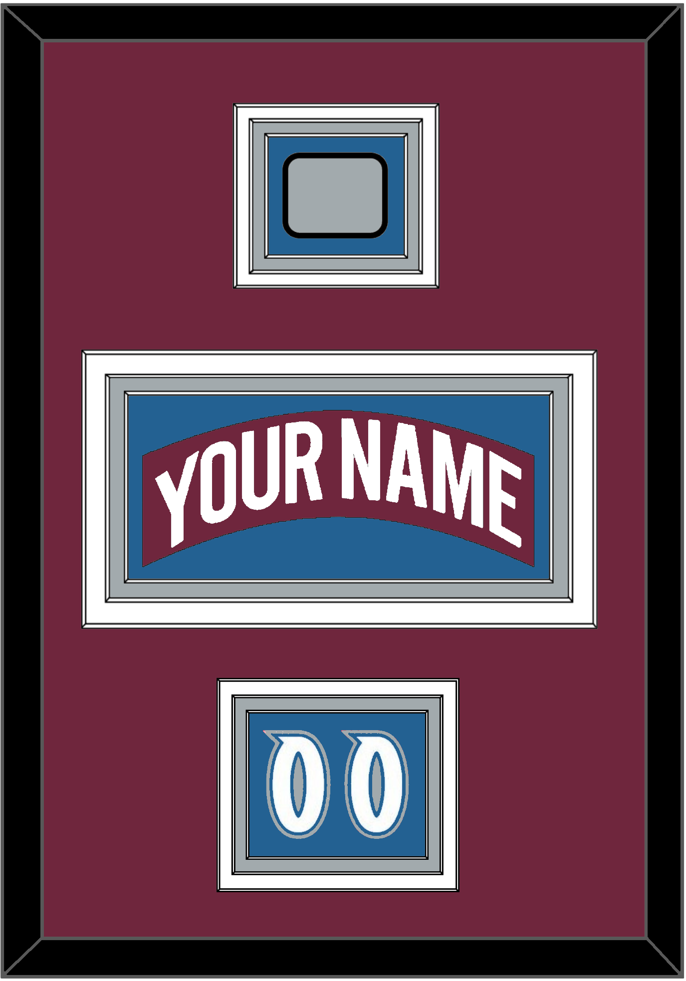 Colorado Nameplate, Number (Shoulder) & Stanley Cup Finals Patch - Road Burgundy (1999-2001) - Premier Tier 5