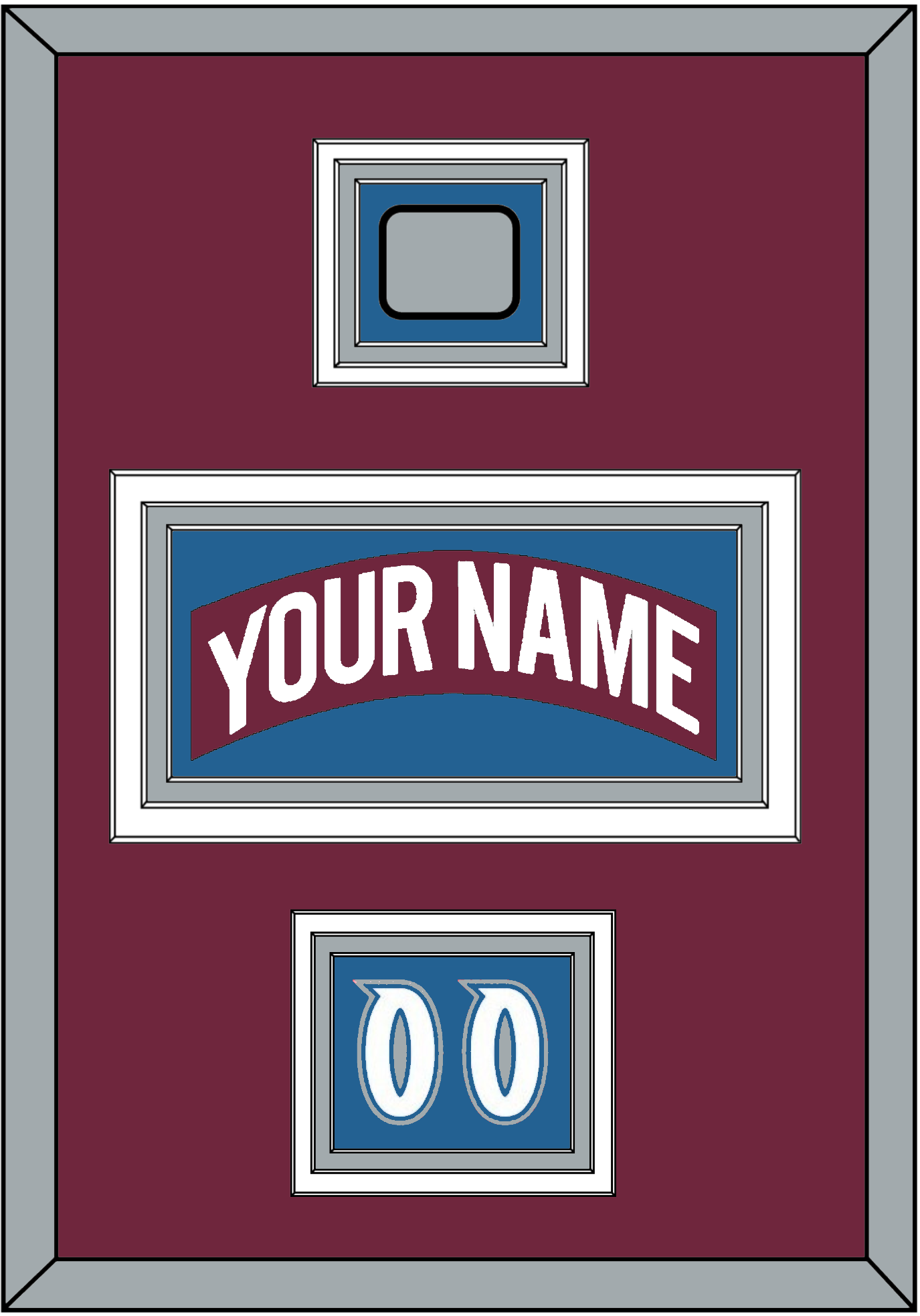Colorado Nameplate, Number (Shoulder) & Stanley Cup Finals Patch - Road Burgundy (1999-2001) - Premier Tier 5