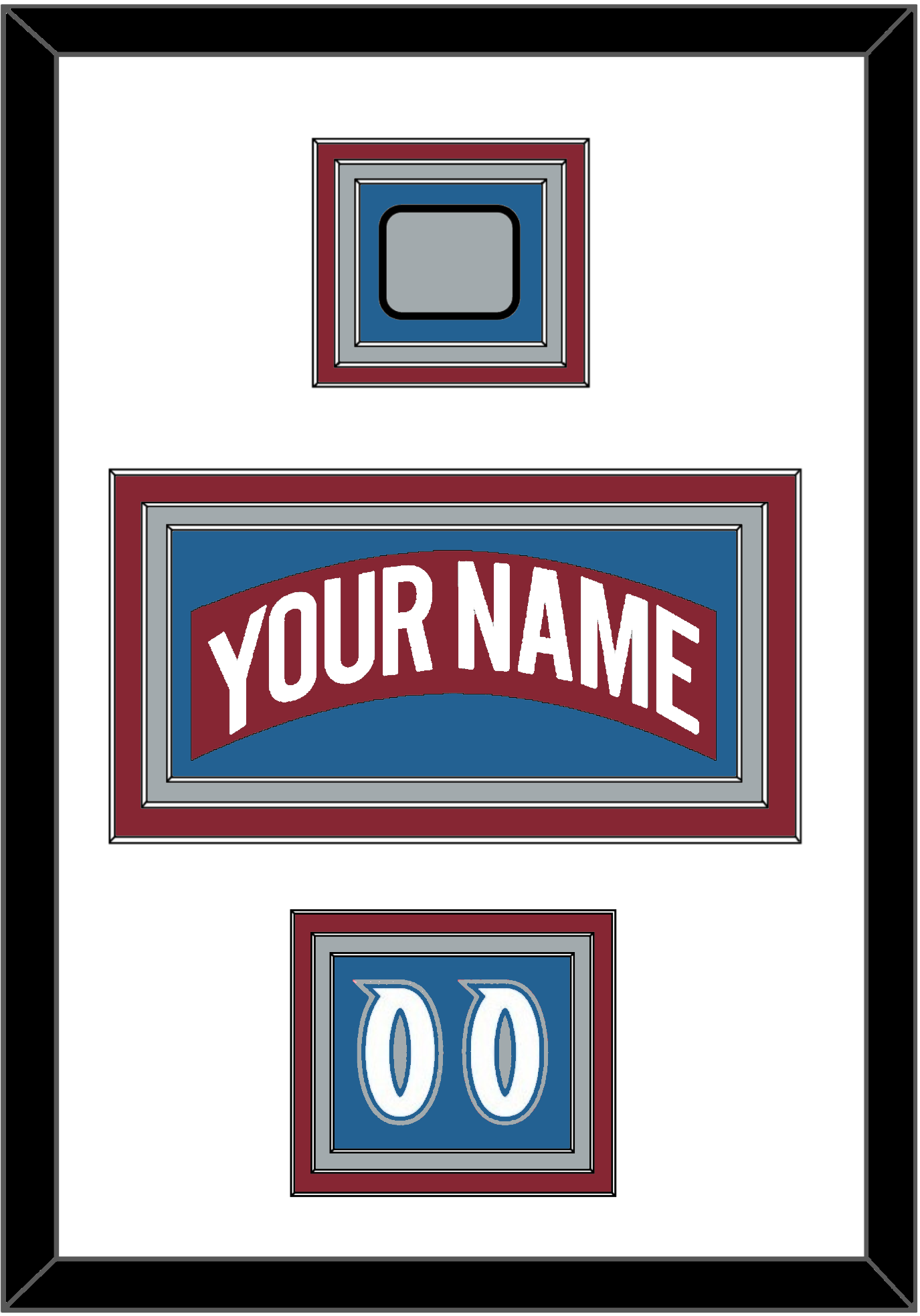Colorado Nameplate, Number (Shoulder) & Stanley Cup Finals Patch - Road Burgundy (1995-1996) - Premier Tier 4