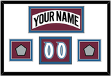 Colorado Nameplate, Number (Shoulder) & 2 Stanley Cup Finals Patches - Home White (1999-2001) - Double Mat 3