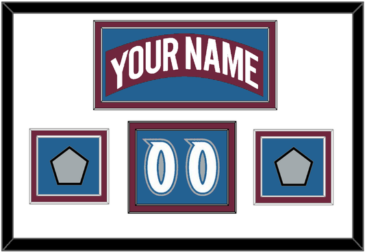 Colorado Nameplate, Number (Shoulder) & 2 Stanley Cup Finals Patches - Road Burgundy (1999-2001) - Signature Tier 3
