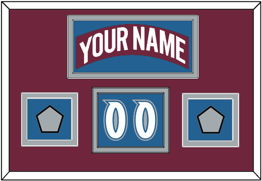 Colorado Nameplate, Number (Shoulder) & 2 Stanley Cup Finals Patches - Road Burgundy (1999-2001) - Signature Tier 4