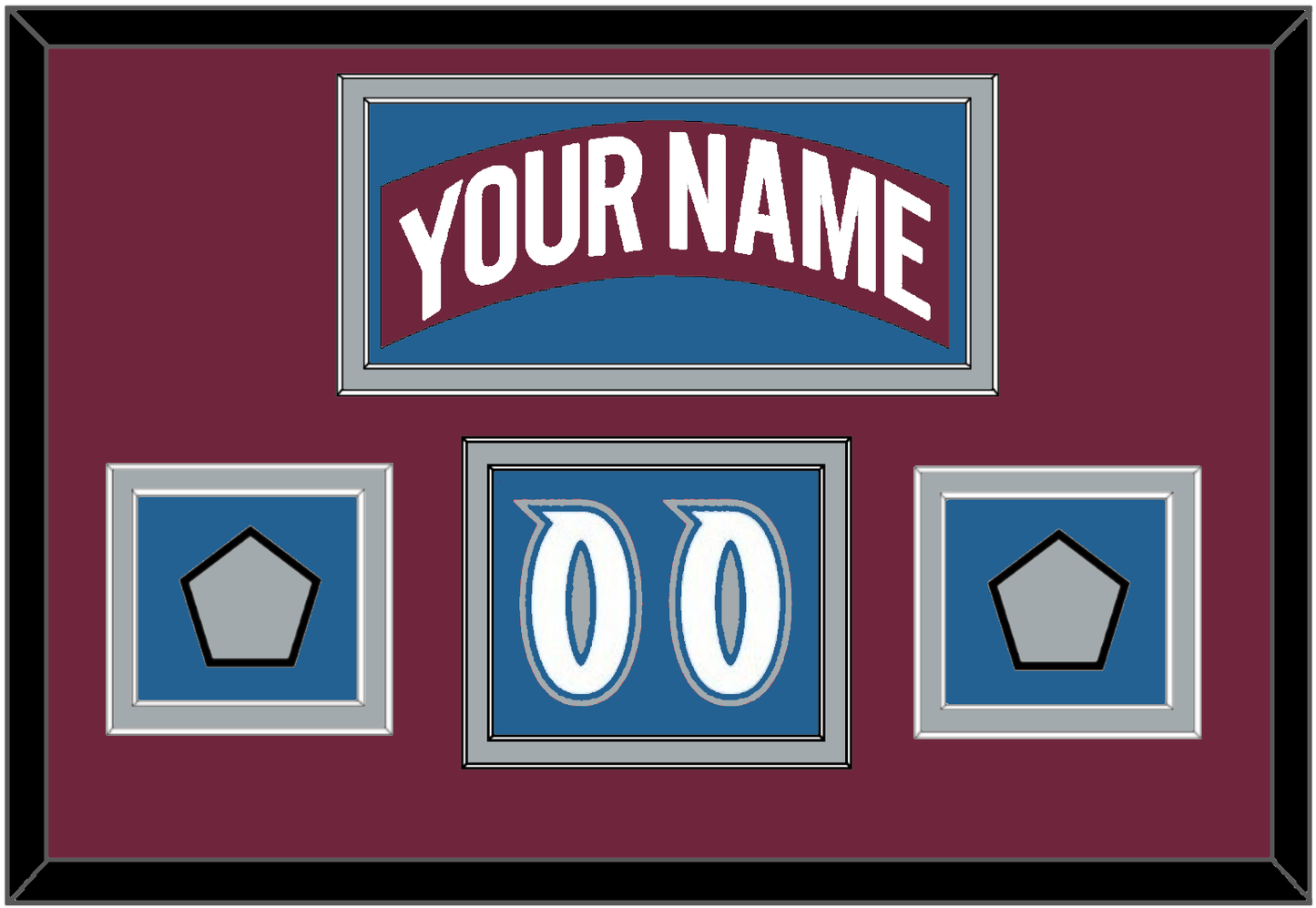 Colorado Nameplate, Number (Shoulder) & 2 Stanley Cup Finals Patches - Road Burgundy (1999-2001) - Signature Tier 4