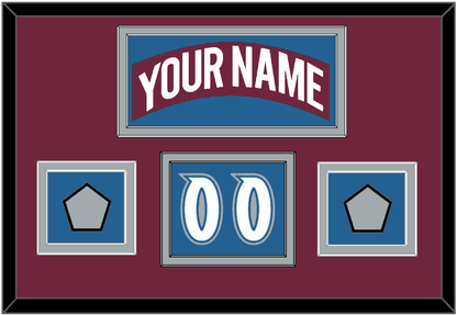 Colorado Nameplate, Number (Shoulder) & 2 Stanley Cup Finals Patches - Road Burgundy (1999-2001) - Signature Tier 4