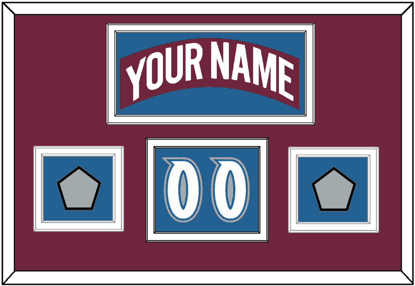 Colorado Nameplate, Number (Shoulder) & 2 Stanley Cup Finals Patches - Road Burgundy (1999-2001) - Signature Tier 5
