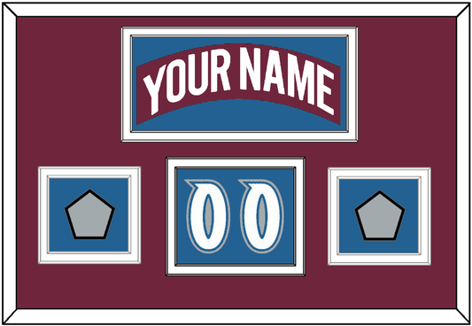 Colorado Nameplate, Number (Shoulder) & 2 Stanley Cup Finals Patches - Road Burgundy (1999-2001) - Signature Tier 5