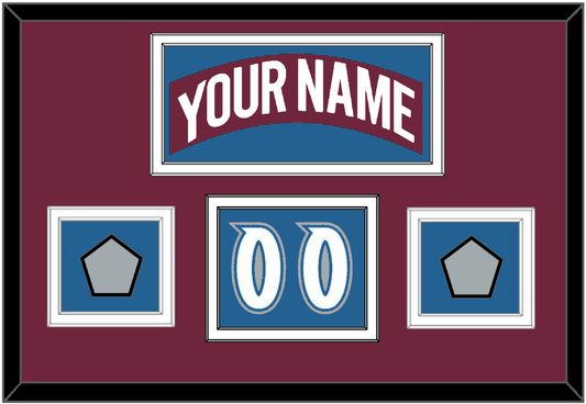 Colorado Nameplate, Number (Shoulder) & 2 Stanley Cup Finals Patches - Road Burgundy (1999-2001) - Signature Tier 5