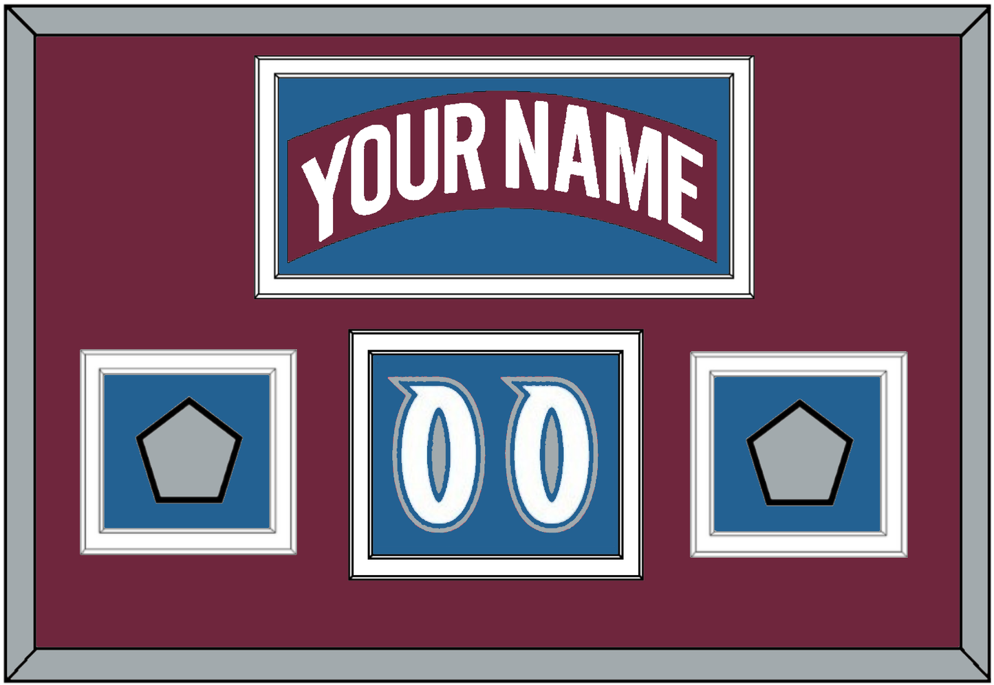 Colorado Nameplate, Number (Shoulder) & 2 Stanley Cup Finals Patches - Road Burgundy (1999-2001) - Signature Tier 5