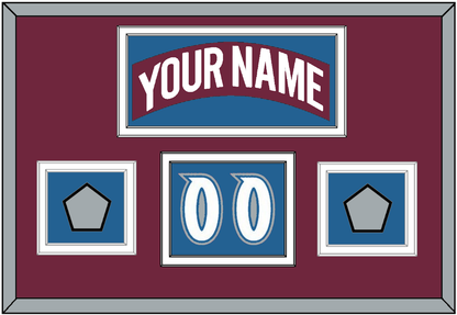 Colorado Nameplate, Number (Shoulder) & 2 Stanley Cup Finals Patches - Road Burgundy (1999-2001) - Signature Tier 5