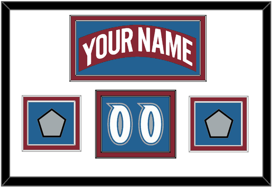 Colorado Nameplate, Number (Shoulder) & 2 Stanley Cup Finals Patches - Road Burgundy (1995-1996) - Signature Tier 3