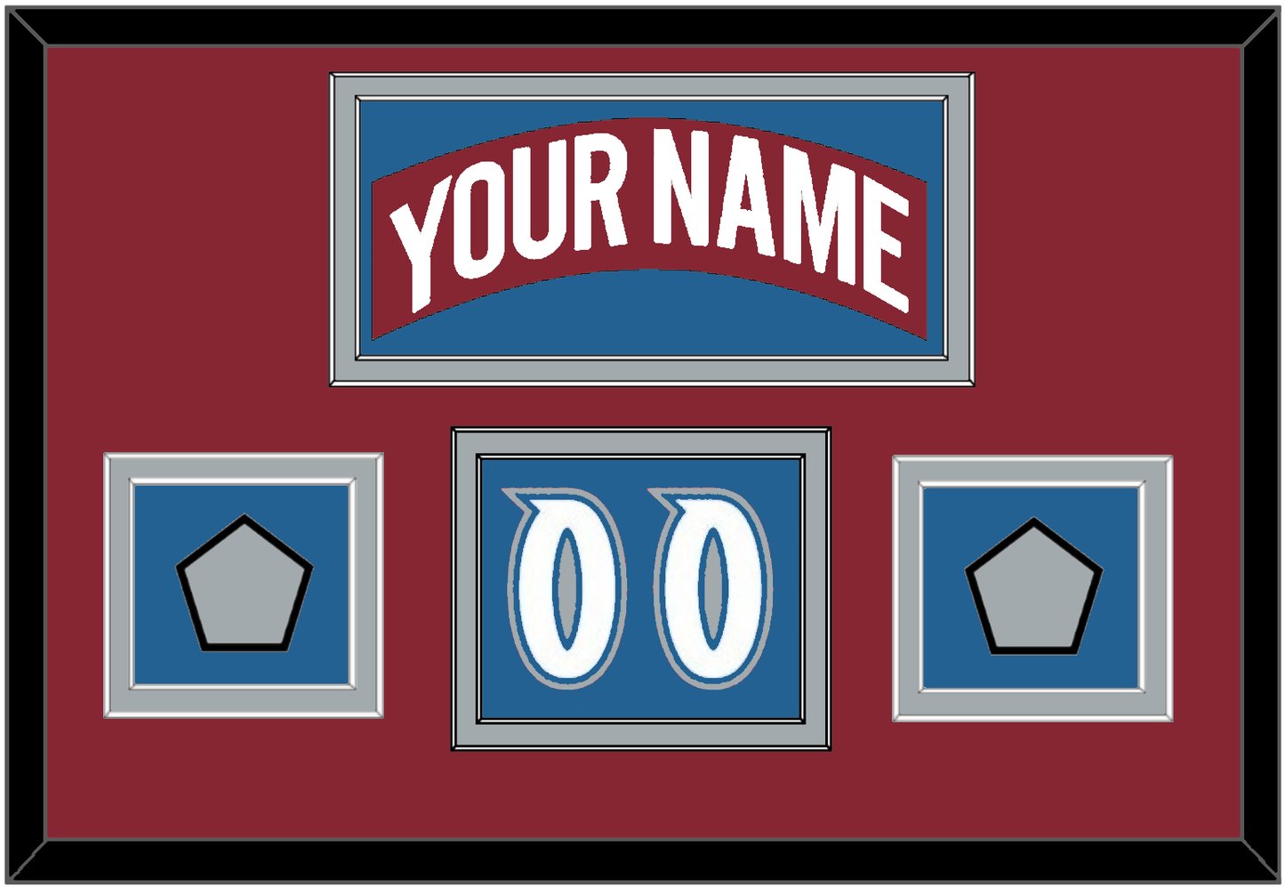 Colorado Nameplate, Number (Shoulder) & 2 Stanley Cup Finals Patches - Road Burgundy (1995-1996) - Signature Tier 4