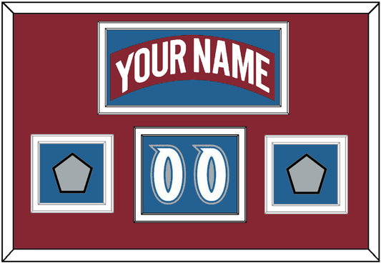 Colorado Nameplate, Number (Shoulder) & 2 Stanley Cup Finals Patches - Road Burgundy (1995-1996) - Signature Tier 5
