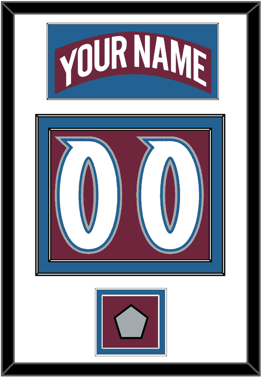 Colorado Nameplate & Number (Back) With Stanley Cup Finals Patch - Road Burgundy (1999-2001) - Signature Tier 1