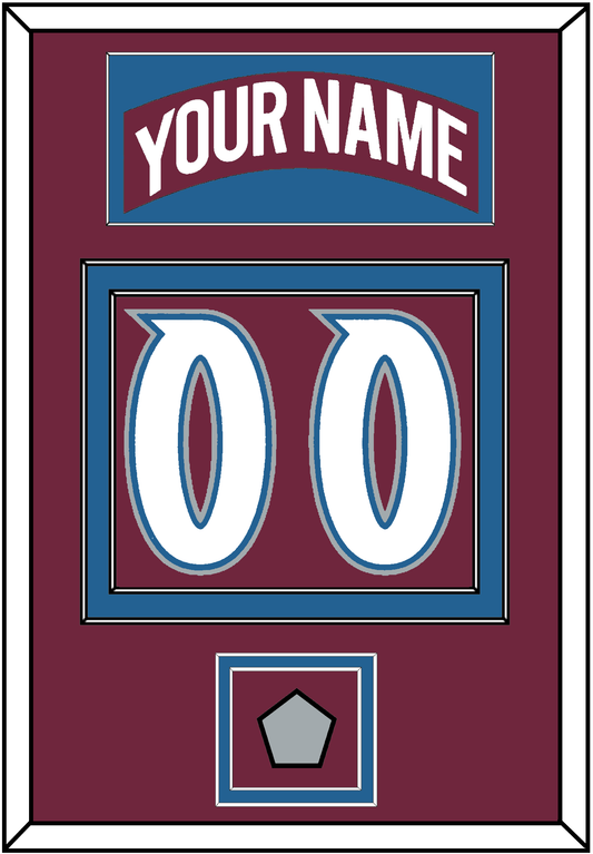 Colorado Nameplate & Number (Back) With Stanley Cup Finals Patch - Road Burgundy (1999-2001) - Signature Tier 2