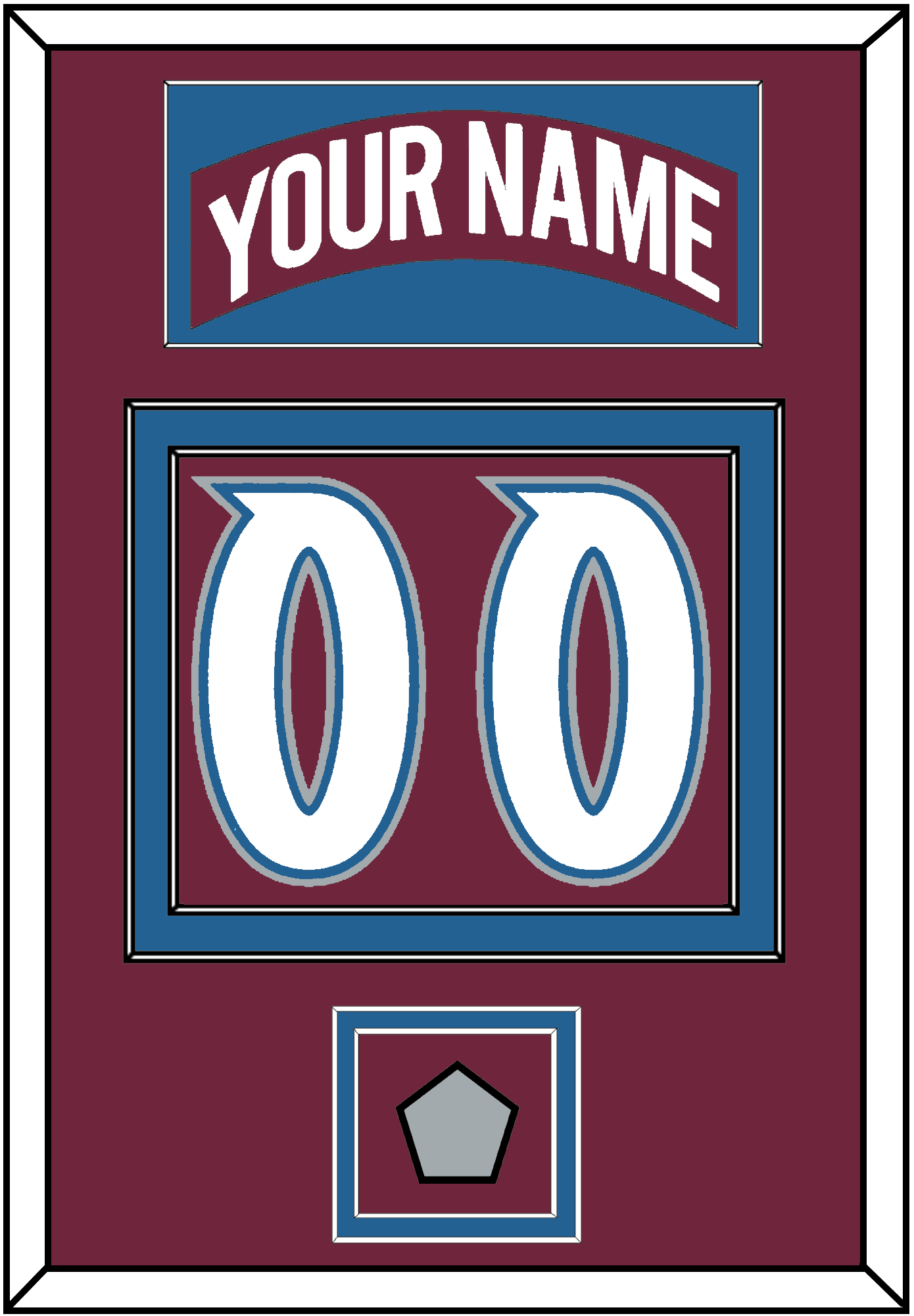 Colorado Nameplate & Number (Back) With Stanley Cup Champions Patch - Road Burgundy (1999-2001) - Signature Tier 2