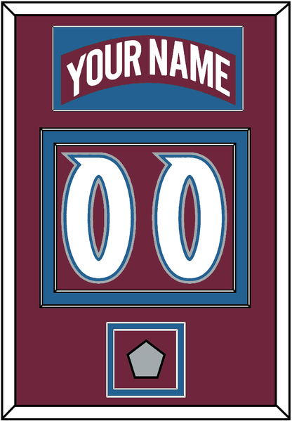 Colorado Nameplate & Number (Back) With Stanley Cup Champions Patch - Road Burgundy (1999-2001) - Signature Tier 2