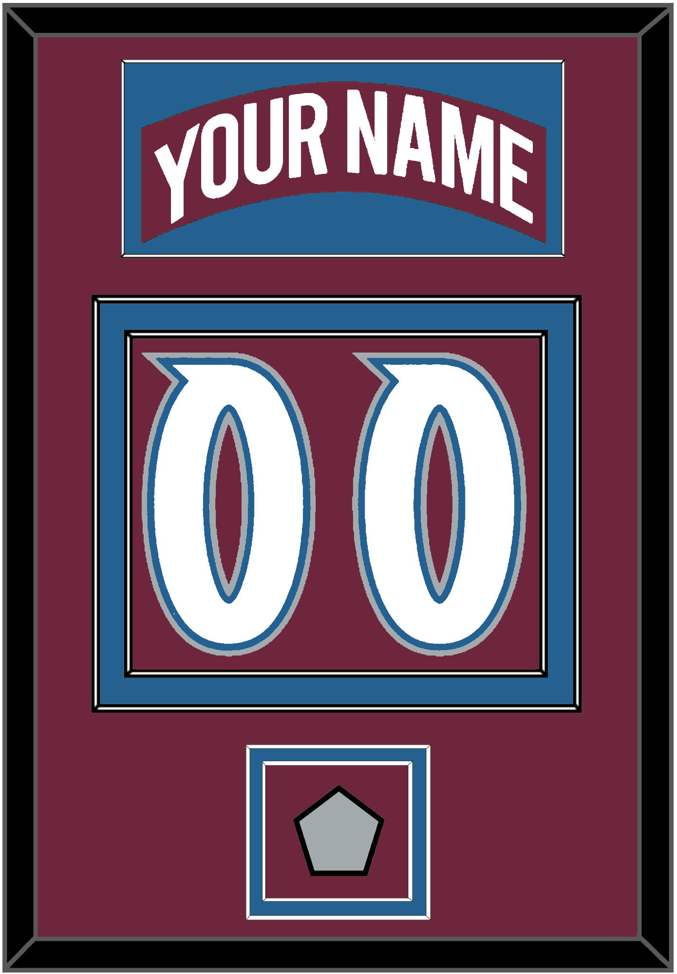 Colorado Nameplate & Number (Back) With Stanley Cup Champions Patch - Road Burgundy (1999-2001) - Signature Tier 2