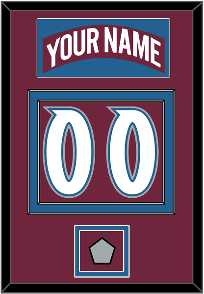 Colorado Nameplate & Number (Back) With Stanley Cup Champions Patch - Road Burgundy (1999-2001) - Signature Tier 2