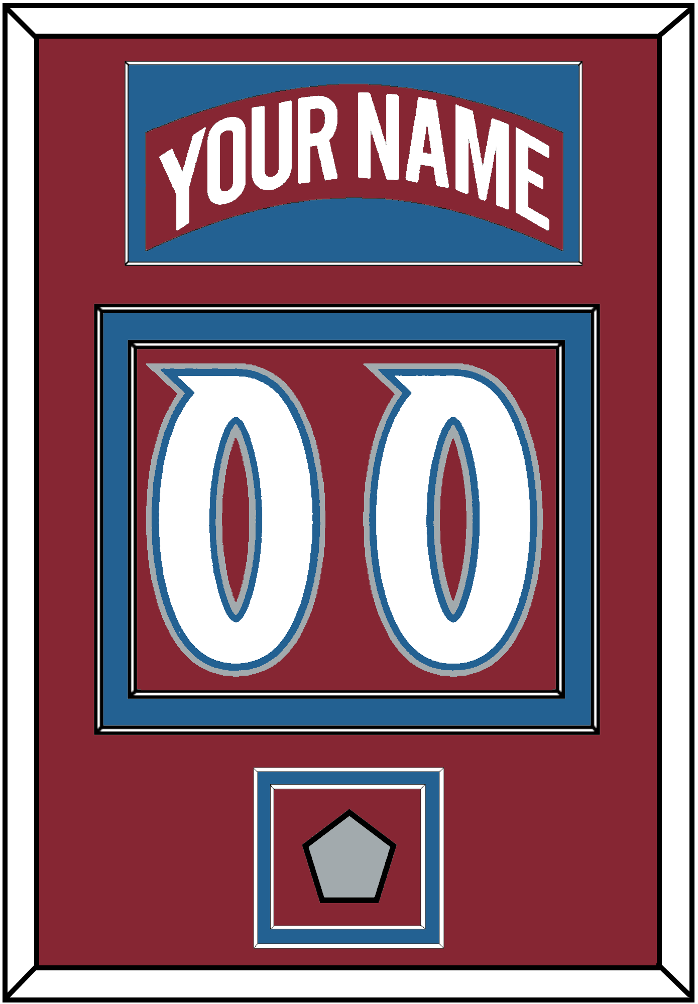 Colorado Nameplate & Number (Back) With Stanley Cup Finals Patch - Road Burgundy (1995-1996) - Signature Tier 2