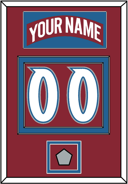 Colorado Nameplate & Number (Back) With Stanley Cup Finals Patch - Road Burgundy (1995-1996) - Signature Tier 2