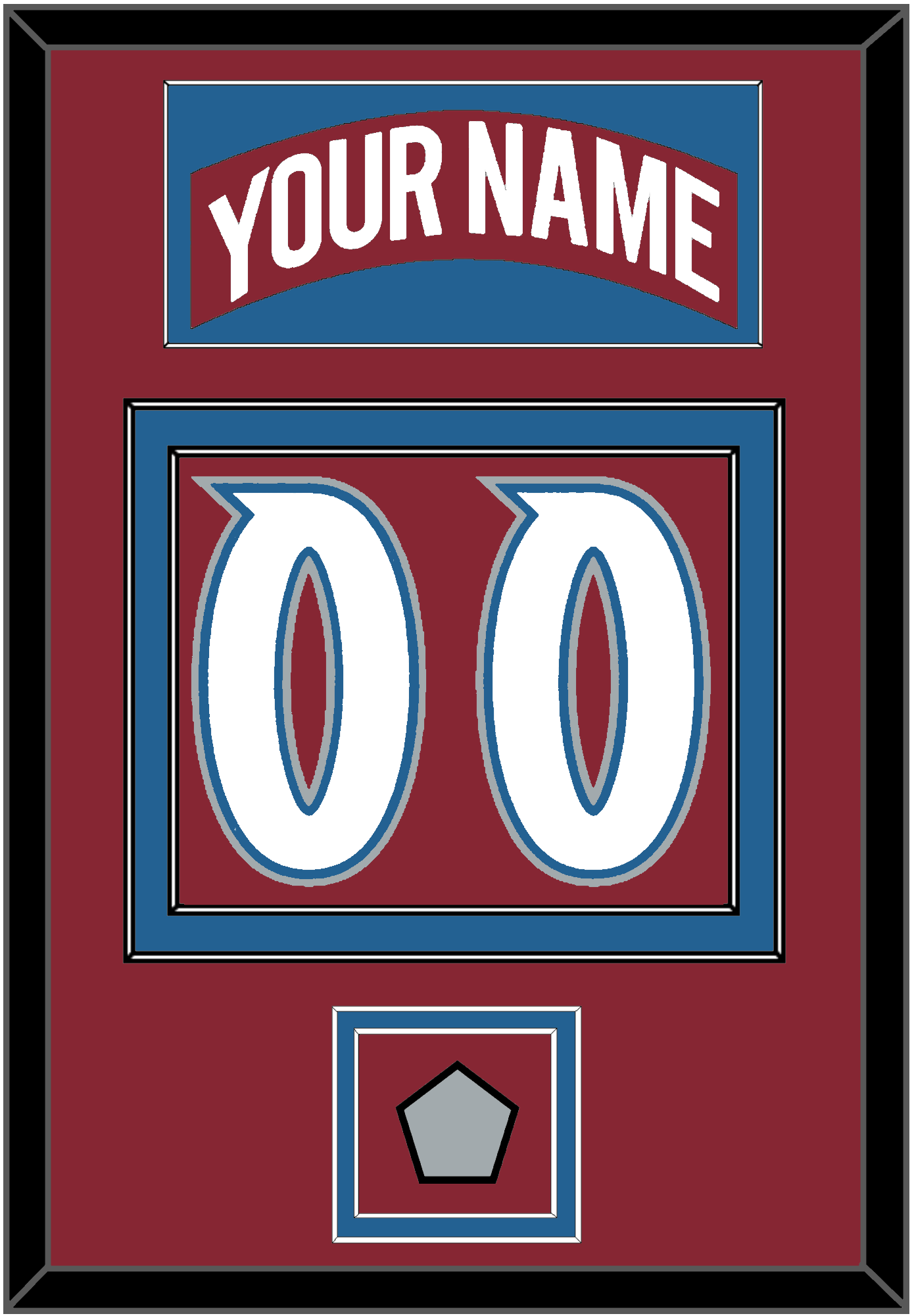Colorado Nameplate & Number (Back) With Stanley Cup Finals Patch - Road Burgundy (1995-1996) - Signature Tier 2