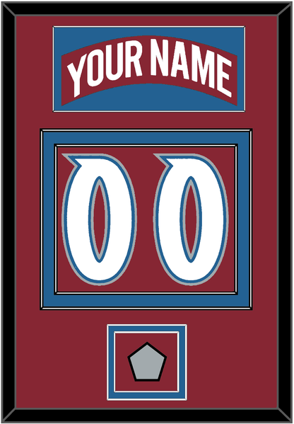 Colorado Nameplate & Number (Back) With Stanley Cup Finals Patch - Road Burgundy (1995-1996) - Signature Tier 2