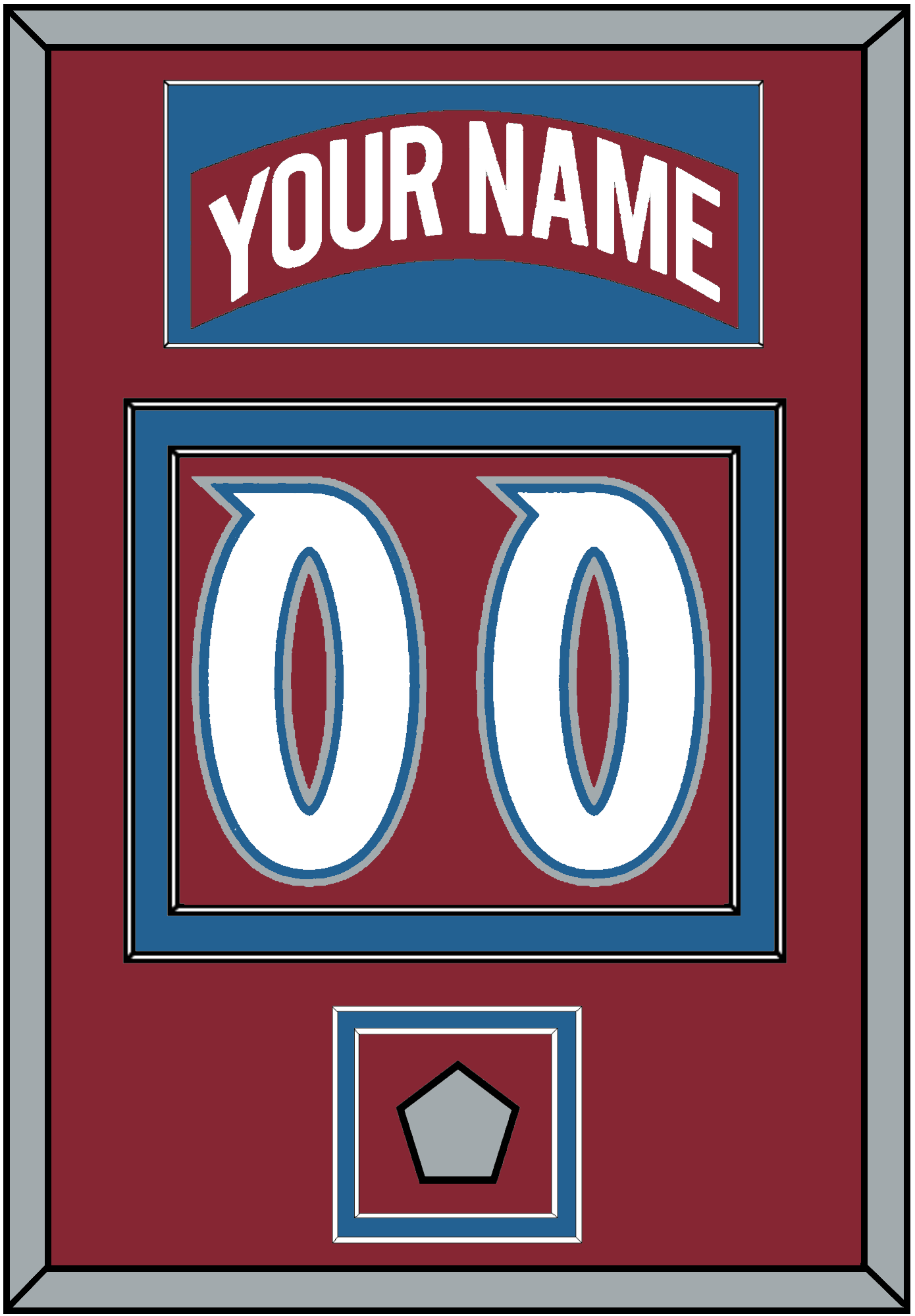 Colorado Nameplate & Number (Back) With Stanley Cup Finals Patch - Road Burgundy (1995-1996) - Signature Tier 2