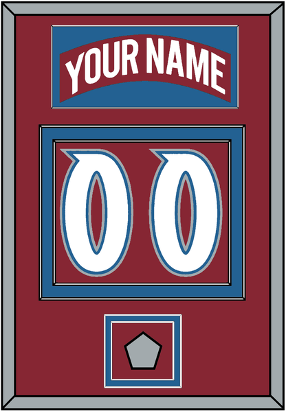 Colorado Nameplate & Number (Back) With Stanley Cup Finals Patch - Road Burgundy (1995-1996) - Signature Tier 2