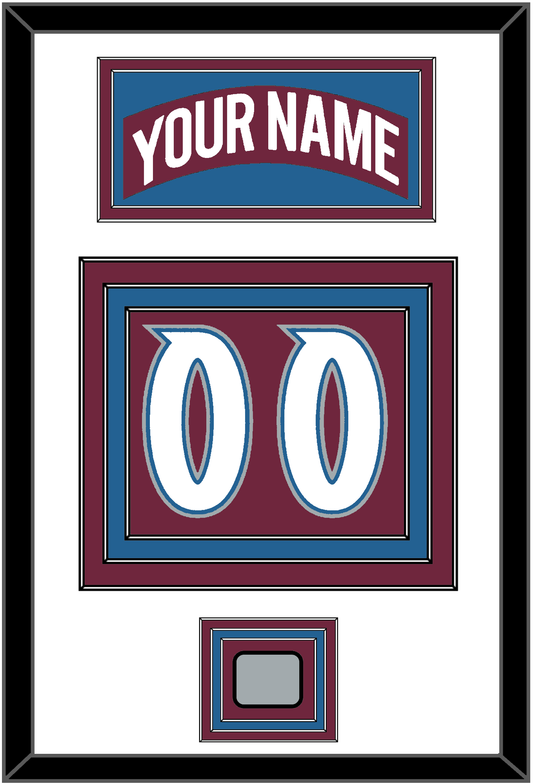 Colorado Nameplate & Number (Back) With Stanley Cup Finals Patch - Road Burgundy (1999-2001) - Premier Tier 1