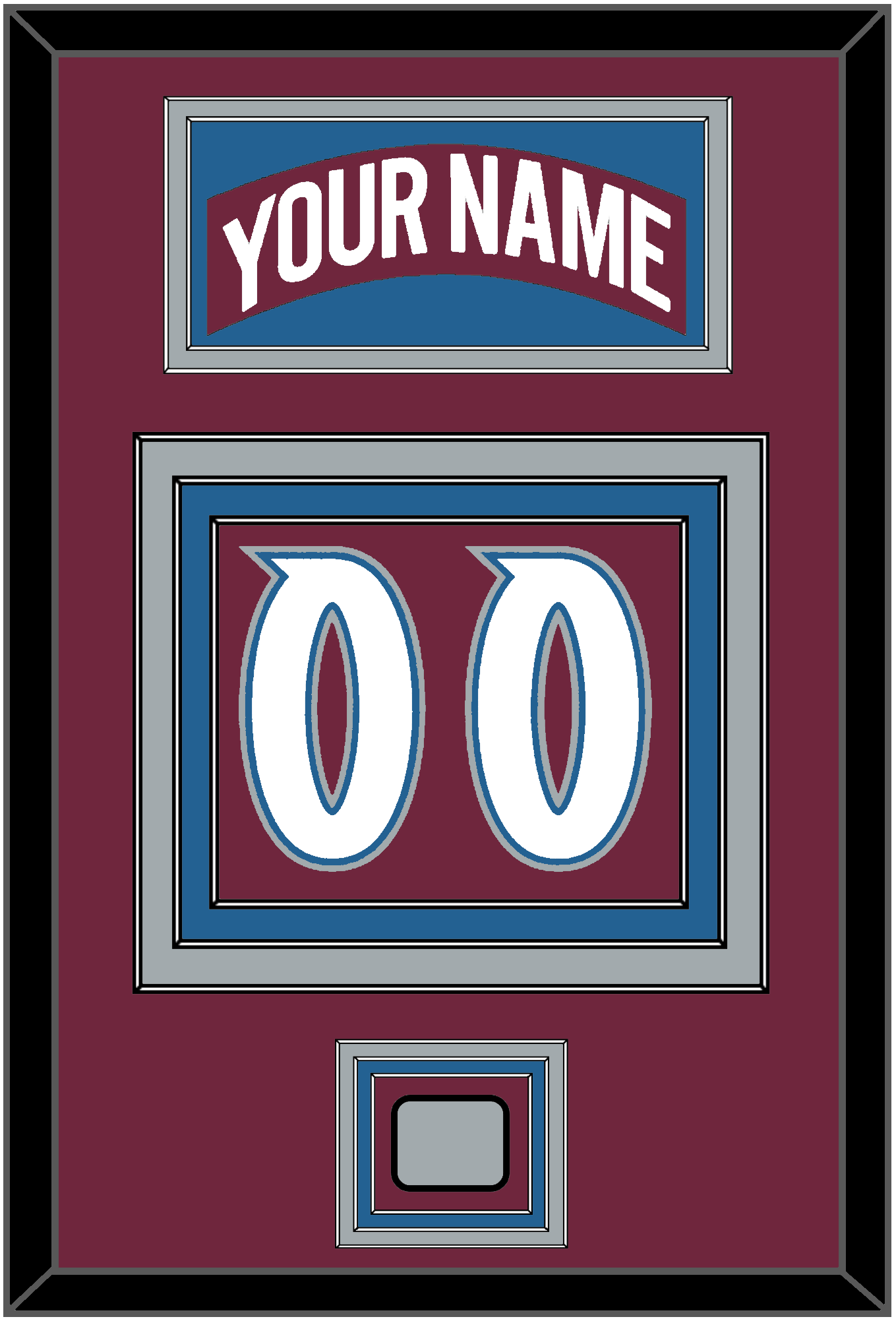 Colorado Nameplate & Number (Back) With Stanley Cup Champions Patch - Road Burgundy (1999-2001) - Premier Tier 2