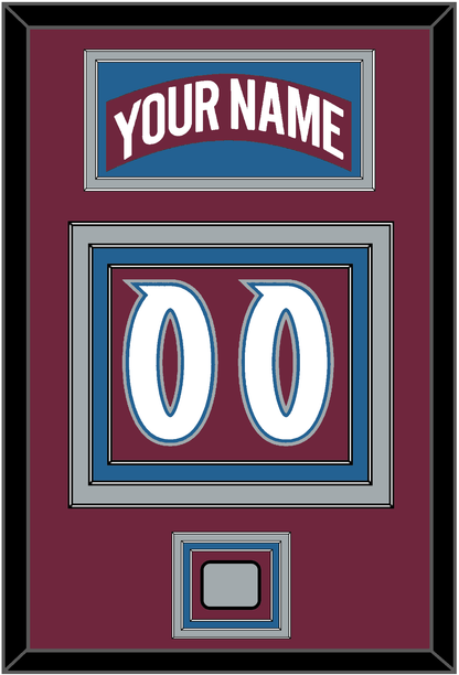 Colorado Nameplate & Number (Back) With Stanley Cup Champions Patch - Road Burgundy (1999-2001) - Premier Tier 2