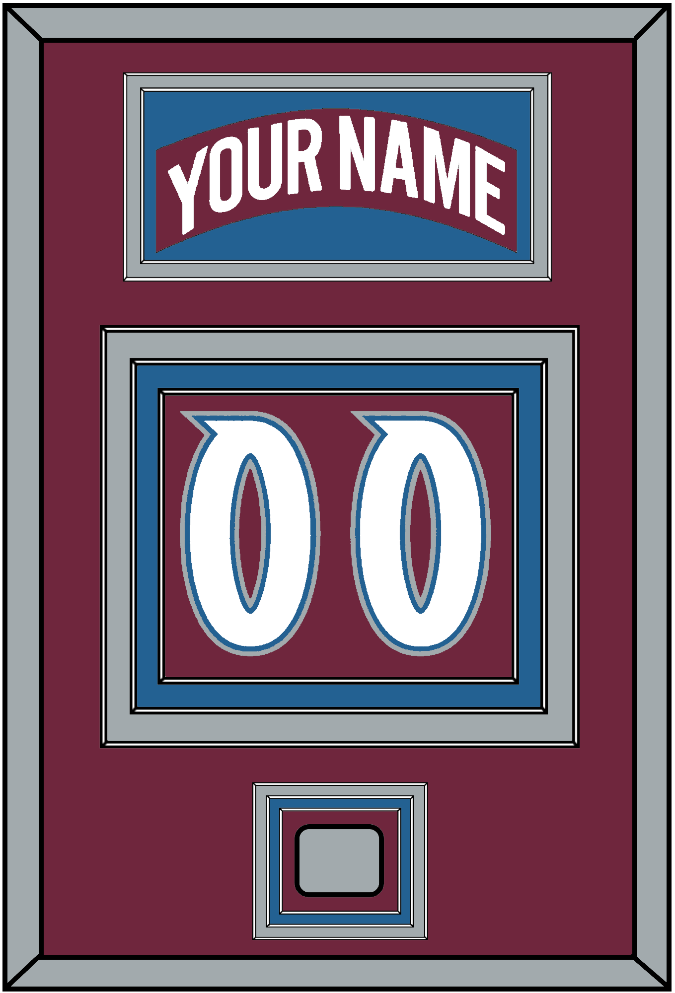 Colorado Nameplate & Number (Back) With Stanley Cup Champions Patch - Road Burgundy (1999-2001) - Premier Tier 2